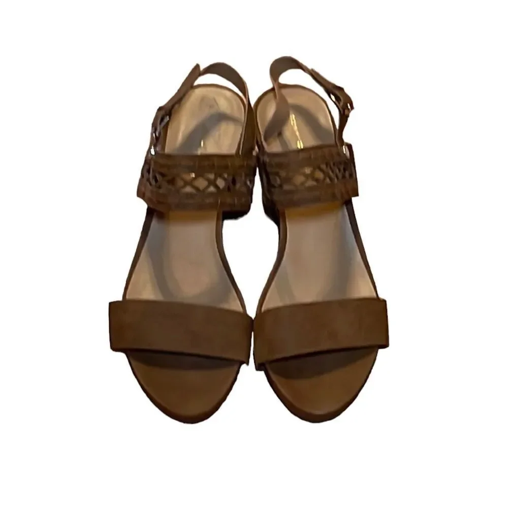 Tommy Hilfiger Heels Sandals, Wedge, Brown, Tan, 9.5